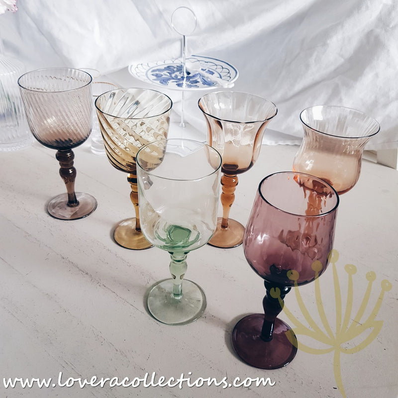 Bitossi Set 6 Textured Wine Goblets / Glasses