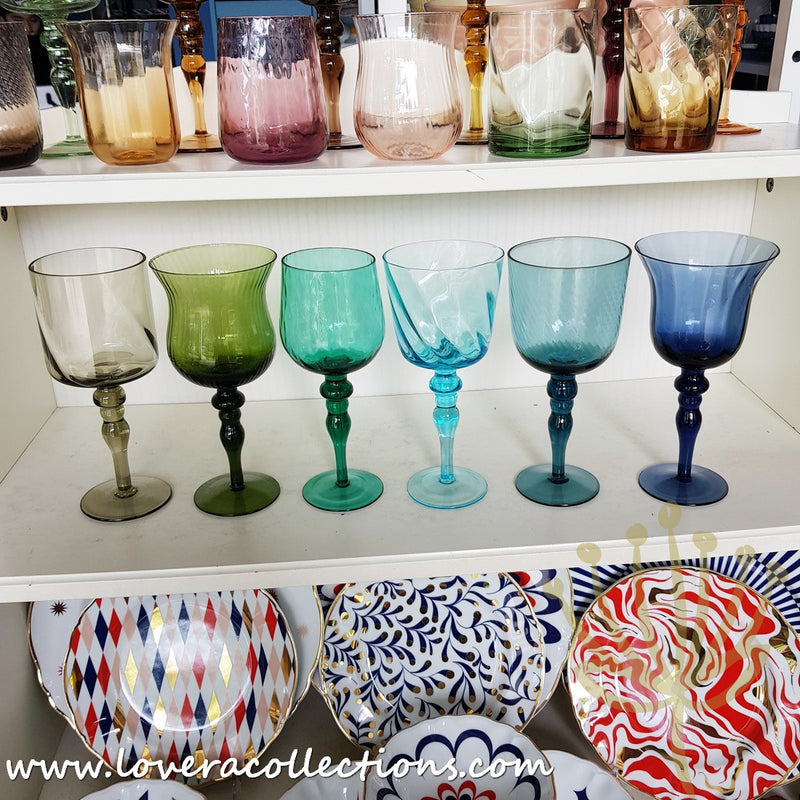Bitossi Set 6 Textured Wine Goblets / Glasses