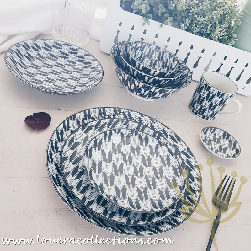Awasaka Black & White Modern ARROWS Dinnerware Collection - Lovera Collections