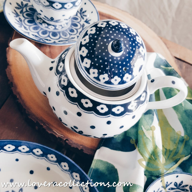 Awasaka Japan Blue & White Polka Dots Tea & Dinnerware Collection - Lovera Collections