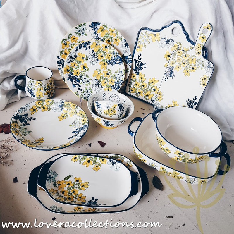 Botanic Yellow & Blue Floral Dinnerware & Serveware Collection - Lovera Collections