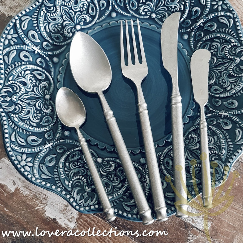 Colonial Rustic Matt Silver Stainless Steel SS304 Cutlery - Lovera Collections