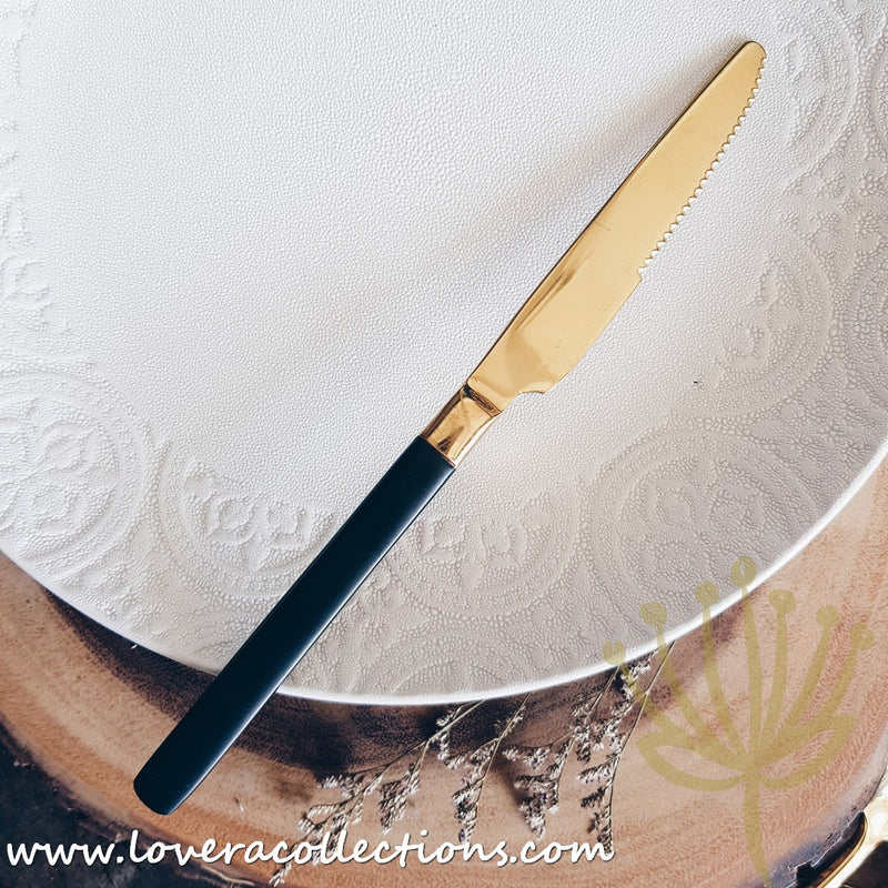 Gold with Black Handles Stainless Steel SS304 Ion Plated Cutlery - Lovera Collections