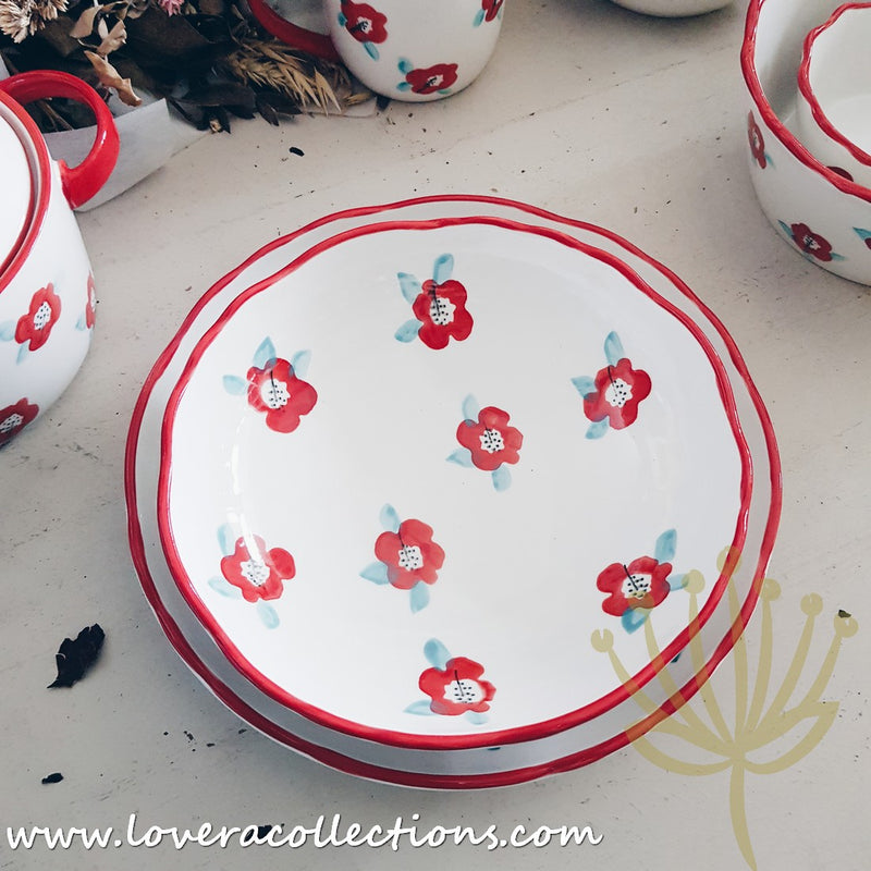 *LAST PRICE CLEARANCE PROMO* Handmade Red Floral Drinkware & Dinnerware Collection - Lovera Collections