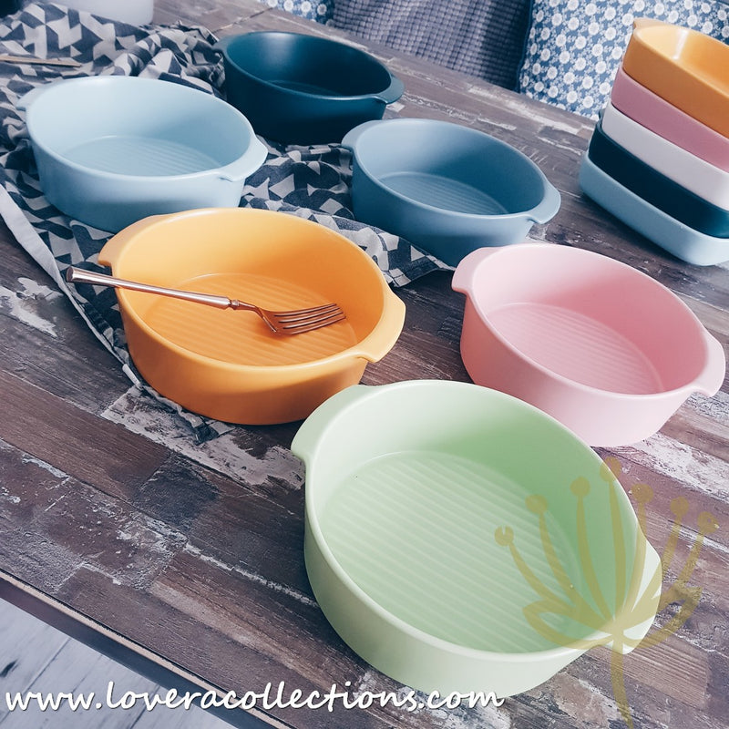 *BUY 1 FREE 1 PROMO* Kalours Assorted Colors Round Baking Dish w Handles - Lovera Collections