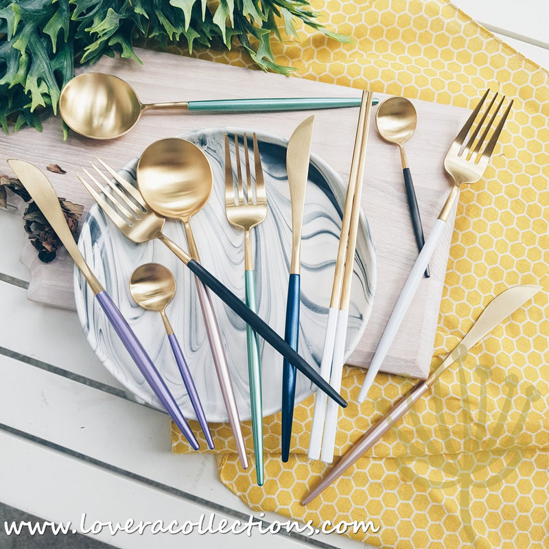 Lux Gold White Stainless Steel SS304 Cutlery Collection - Lovera Collections