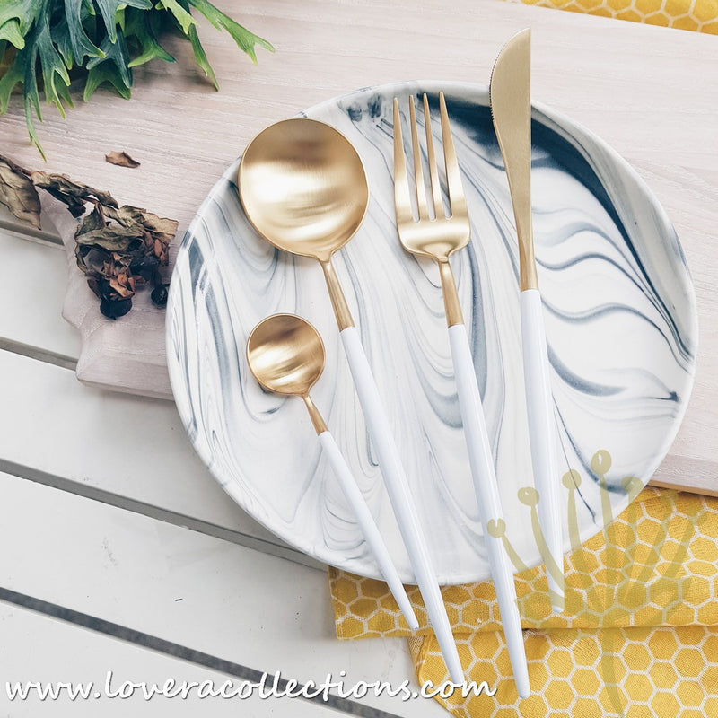 Lux Gold White Stainless Steel SS304 Cutlery Collection - Lovera Collections