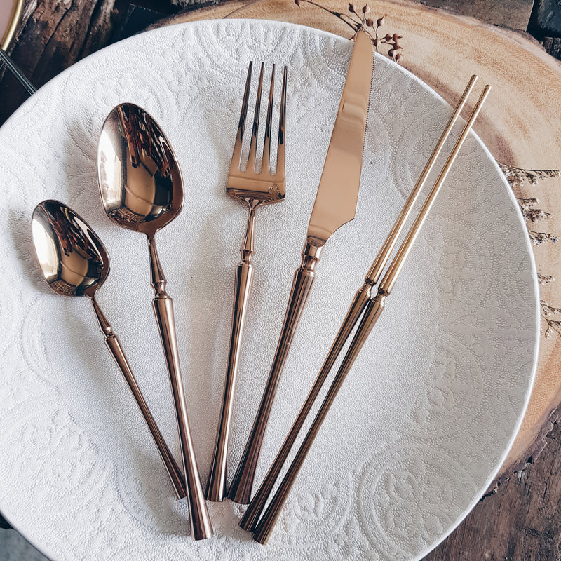 *40% CLEARANCE PROMO* Parisienne Shiny Gold / Silver / Bronze Ion Plated Stainless Steel SS304 Cutlery Collection