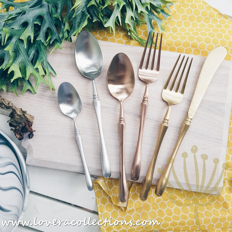 *50% OFF CLEARANCE PROMO* Parisienne Matt Gold / Silver / Bronze Stainless Steel SS304 Cutlery Collection