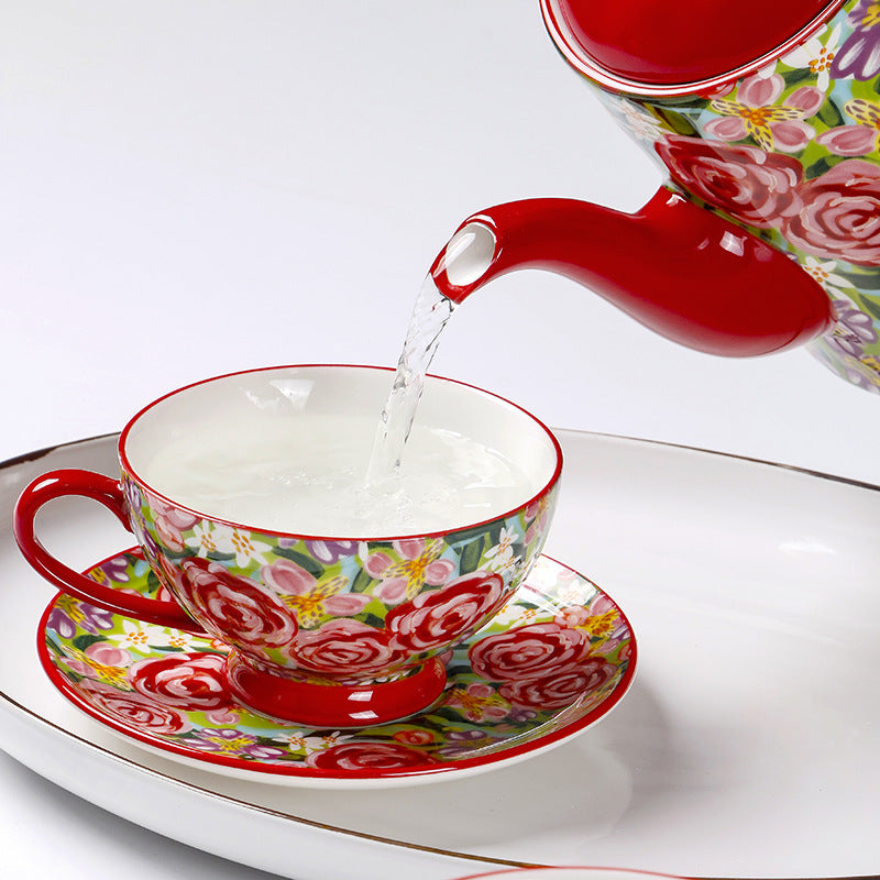 *50% CLEARANCE PROMO* Blooming Floral Teapot & Tea Cup with Saucer