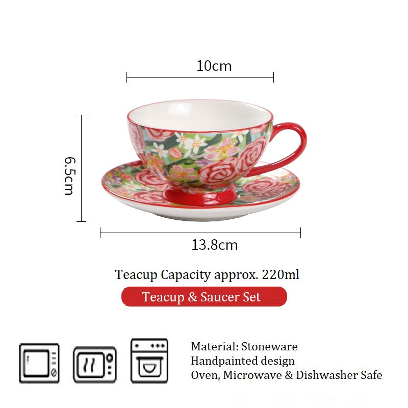 *50% CLEARANCE PROMO* Blooming Floral Teapot & Tea Cup with Saucer