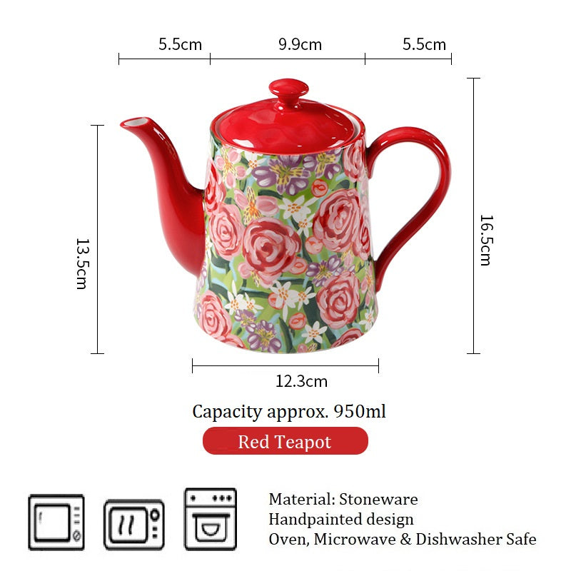 *50% CLEARANCE PROMO* Blooming Floral Teapot & Tea Cup with Saucer