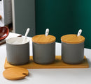 *50% CLEARANCE SALE* Nordic Style 3 Piece Condiments Pots Set with Tray