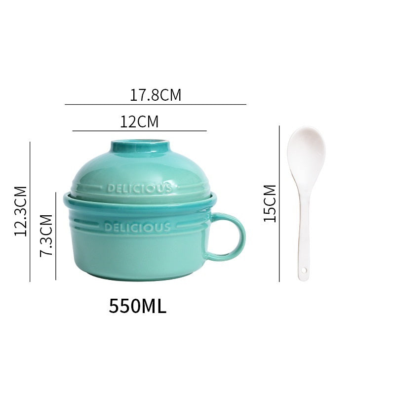 *50% CLEARANCE SALE* Kalours Noodles Bowl w Cover & Soup Spoon Set