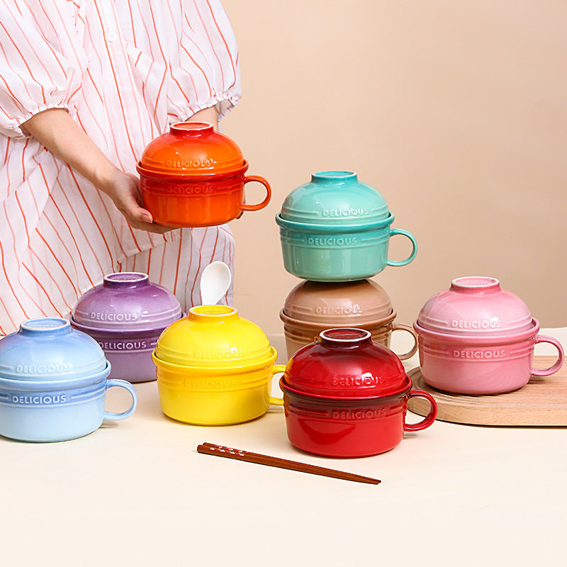 *50% CLEARANCE SALE* Kalours Noodles Bowl w Cover & Soup Spoon Set