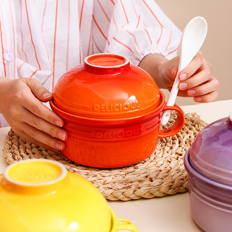 *50% CLEARANCE SALE* Kalours Noodles Bowl w Cover & Soup Spoon Set
