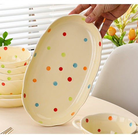 *30% OFF CLEARANCE SALE* Colorful Polka Dots Oven Safe Oval Dish