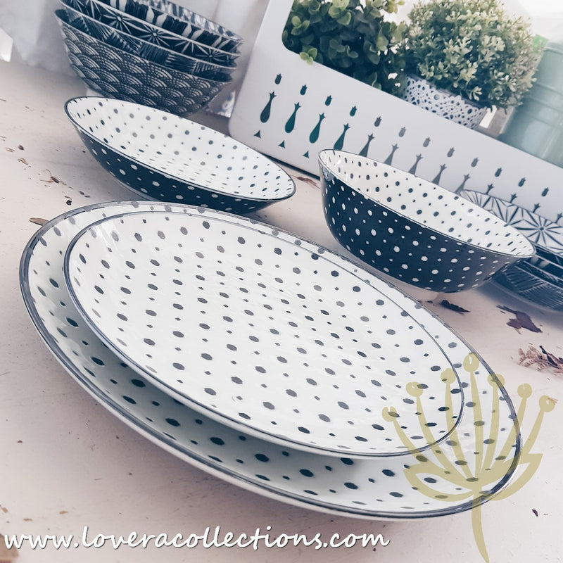 Awasaka Black & White Modern DOTS Dinnerware Collection - Lovera Collections