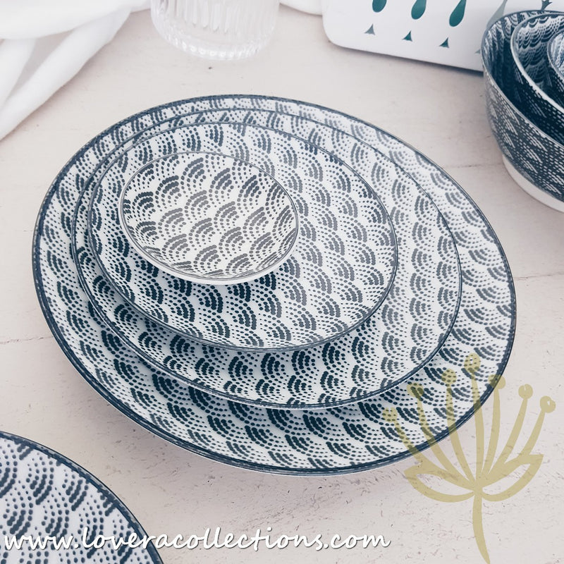 Awasaka Black & White Modern WAVES Dinnerware Collection - Lovera Collections