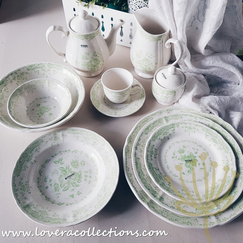*LAST PRICE CLEARANCE PROMO* Bitossi Italy Rose Green Dinnerware - Lovera Collections