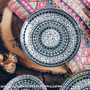 Awasaka Japan Black & White Tribal Dinnerware Collection - Lovera Collections
