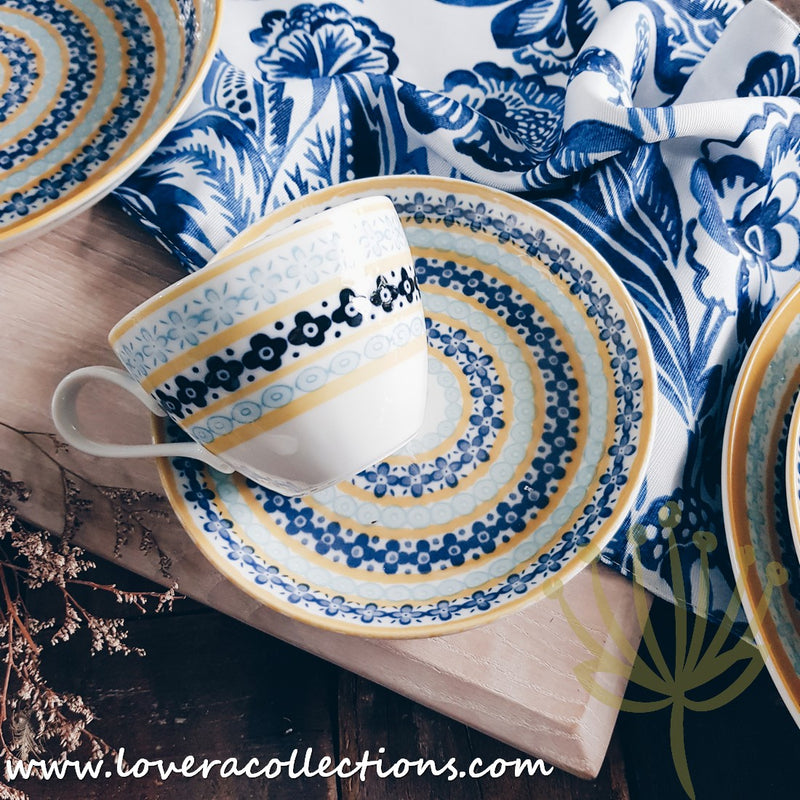 Awasaka Japan Blue & Yellow Floral Tea & Dinnerware Collection - Lovera Collections