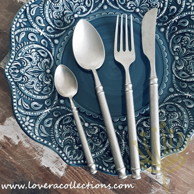 Colonial Rustic Matt Silver Stainless Steel SS304 Cutlery - Lovera Collections