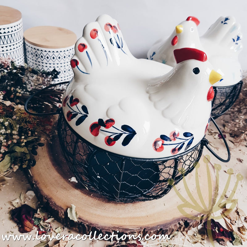 Country Rooster Eggs / Onion Basket - Lovera Collections