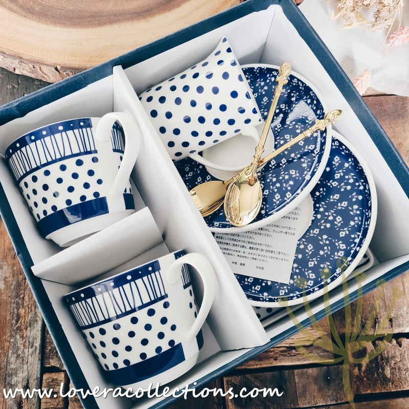 Ethnic Blue By Mette Marie Afternoon Tea Set for 2 With Gift Box - Lovera Collections