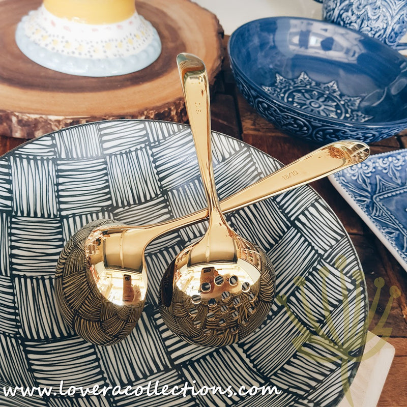Gold Stainless Steel Soup & Strainer Ladles - Lovera Collections