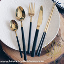 Gold with Black Handles Stainless Steel SS304 Ion Plated Cutlery - Lovera Collections