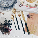 Gold with Black Handles Stainless Steel SS304 Ion Plated Cutlery - Lovera Collections