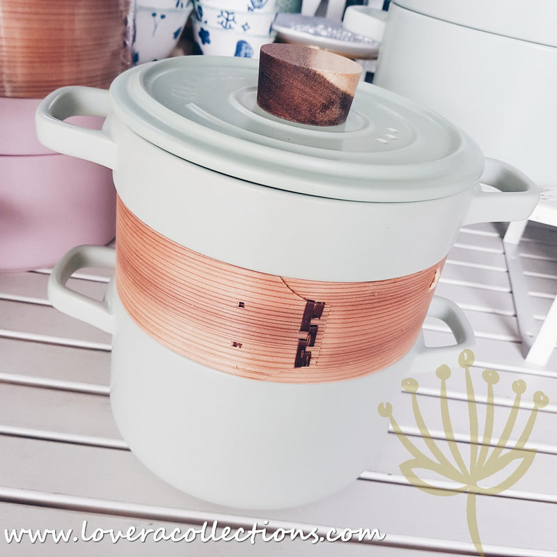 *LAST PRICE CLEARANCE* Pastel Colors Double Claypots with Steamer Basket - Lovera Collections