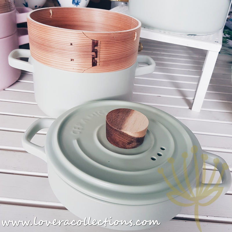 *LAST PRICE CLEARANCE* Pastel Colors Double Claypots with Steamer Basket - Lovera Collections