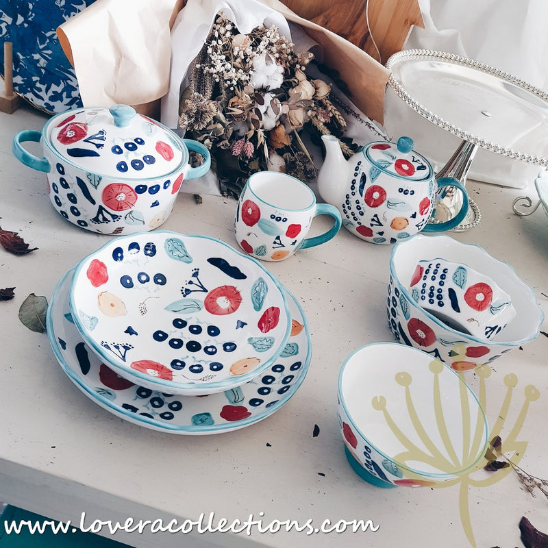 *LAST PRICE CLEARANCE PROMO* Handmade Turquoise Berries Drinkware & Dinnerware Collection - Lovera Collections