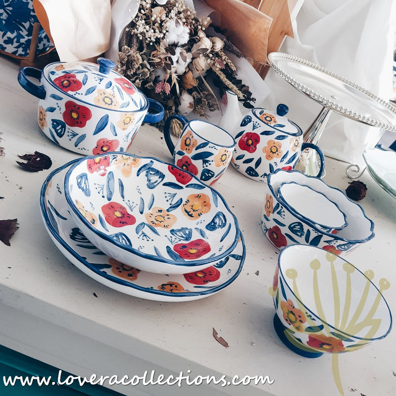 *LAST PRICE CLEARANCE PROMO* Handmade Blue Poppy Drinkware & Dinnerware Collection - Lovera Collections