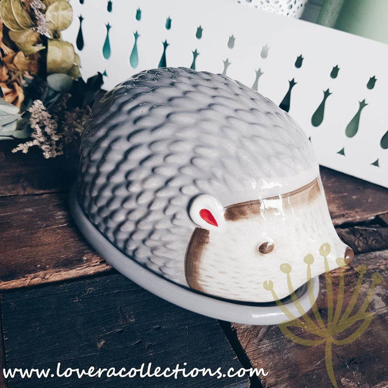 Cute Grey Hedgehog Butter Dish with Cover - Lovera Collections