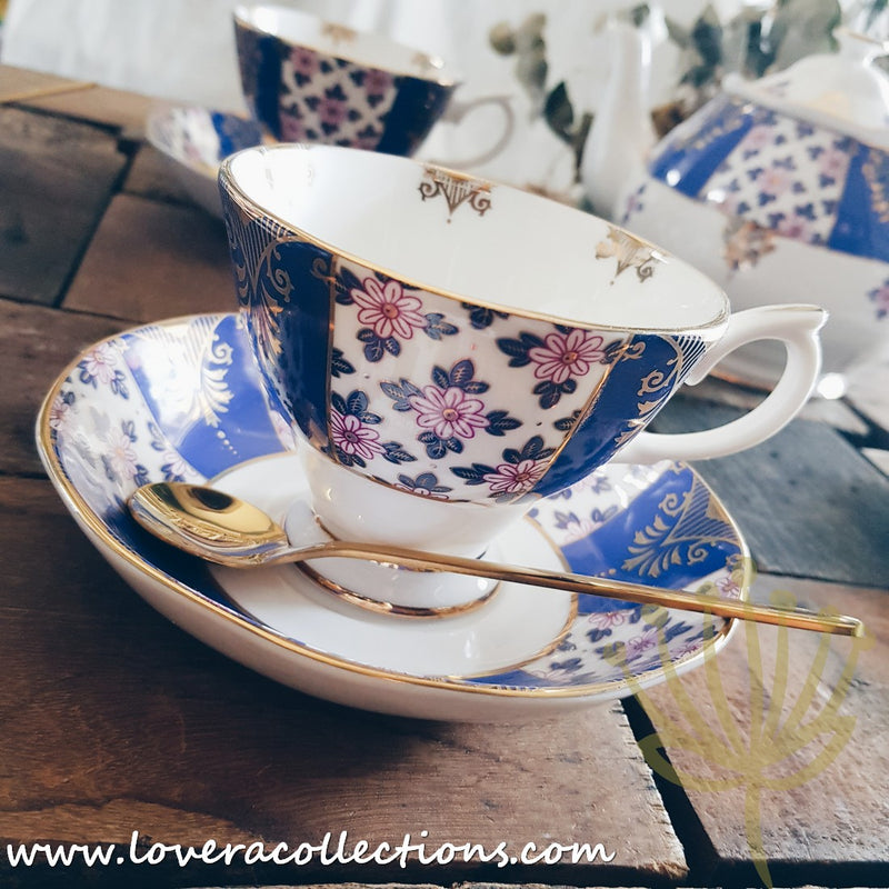 Imperial Blue & Gold High Tea Set & Salad Plate Collection - Lovera Collections