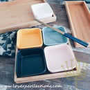 Kalours Assorted Colors Square Condiments Dishes & Wooden Trays - Lovera Collections