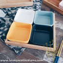 Kalours Assorted Colors Square Condiments Dishes & Wooden Trays - Lovera Collections