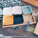 Kalours Assorted Colors Square Condiments Dishes & Wooden Trays - Lovera Collections