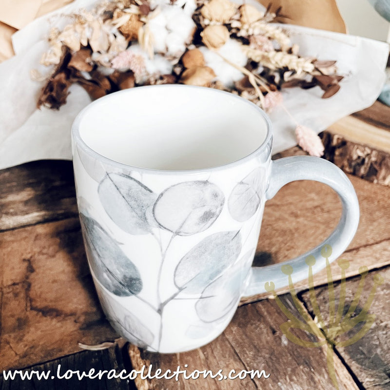 *BUY 1 FREE 1 PROMO* Grey Faded Leaves Mug - Lovera Collections