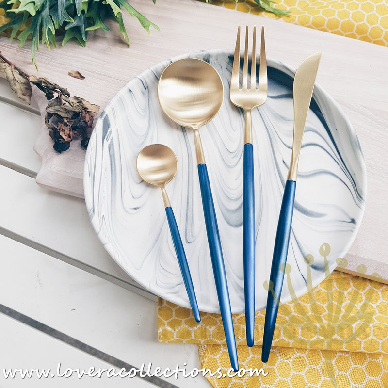 Lux Gold Blue Stainless Steel SS304 Cutlery Collection - Lovera Collections