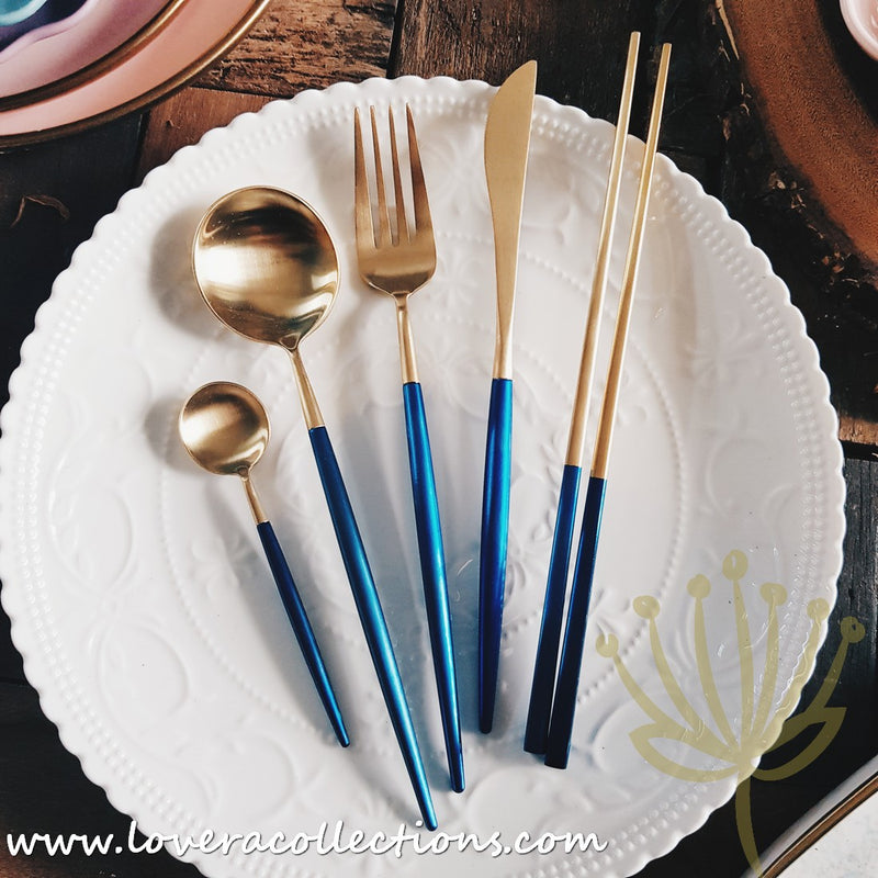 Lux Gold Blue Stainless Steel SS304 Cutlery Collection - Lovera Collections