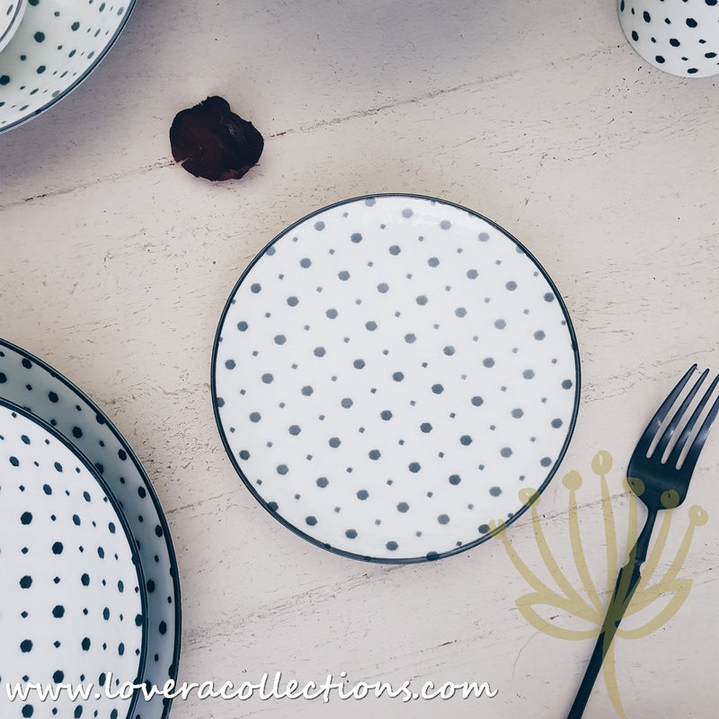 Awasaka Black & White Modern DOTS Dinnerware Collection - Lovera Collections