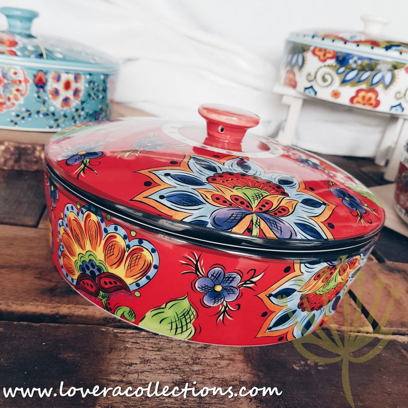 Assorted Prints Round Pot w Cover