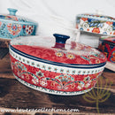 *50% CLEARANCE SALE* Assorted Prints Round Pot w Cover