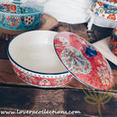 *50% CLEARANCE SALE* Assorted Prints Round Pot w Cover