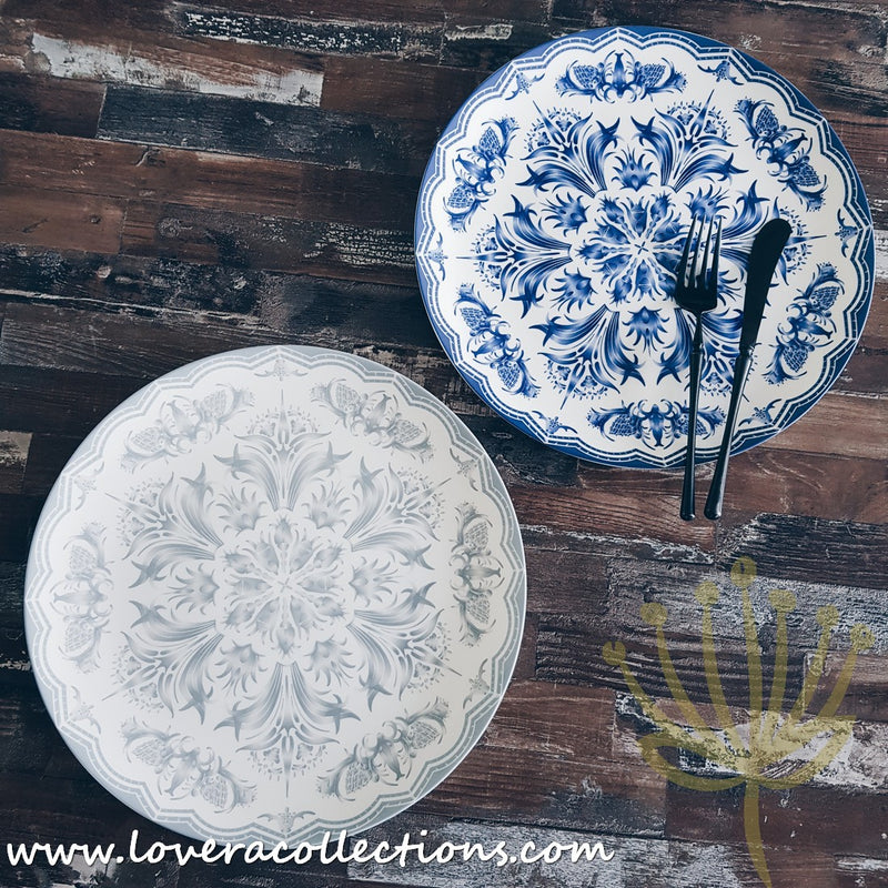 *SAMPLES SALE* English Country Light Grey & Blue 12 Inch Platter (Read Info) - Lovera Collections