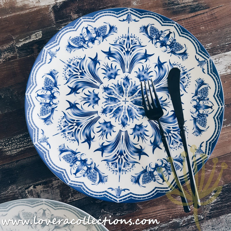 *SAMPLES SALE* English Country Light Grey & Blue 12 Inch Platter (Read Info) - Lovera Collections